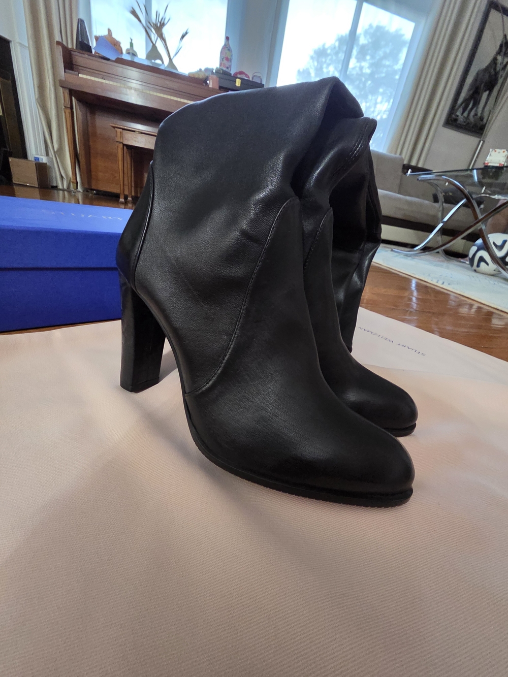 Stuart Weitzman Black Over-the-Knee Leather Boots - Picture 13 of 15